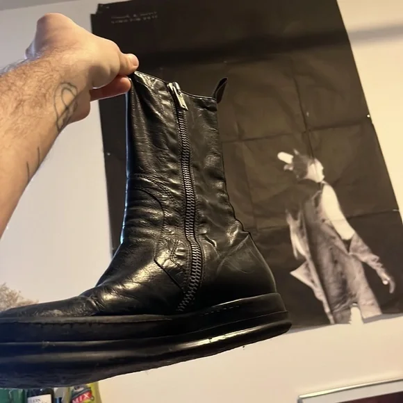 Vintage Rick Owens Creeper Boot STAPLE BACK Rick Owens Spiral Zip Creeper Boots - Black Boots, Shoes  main image 2
